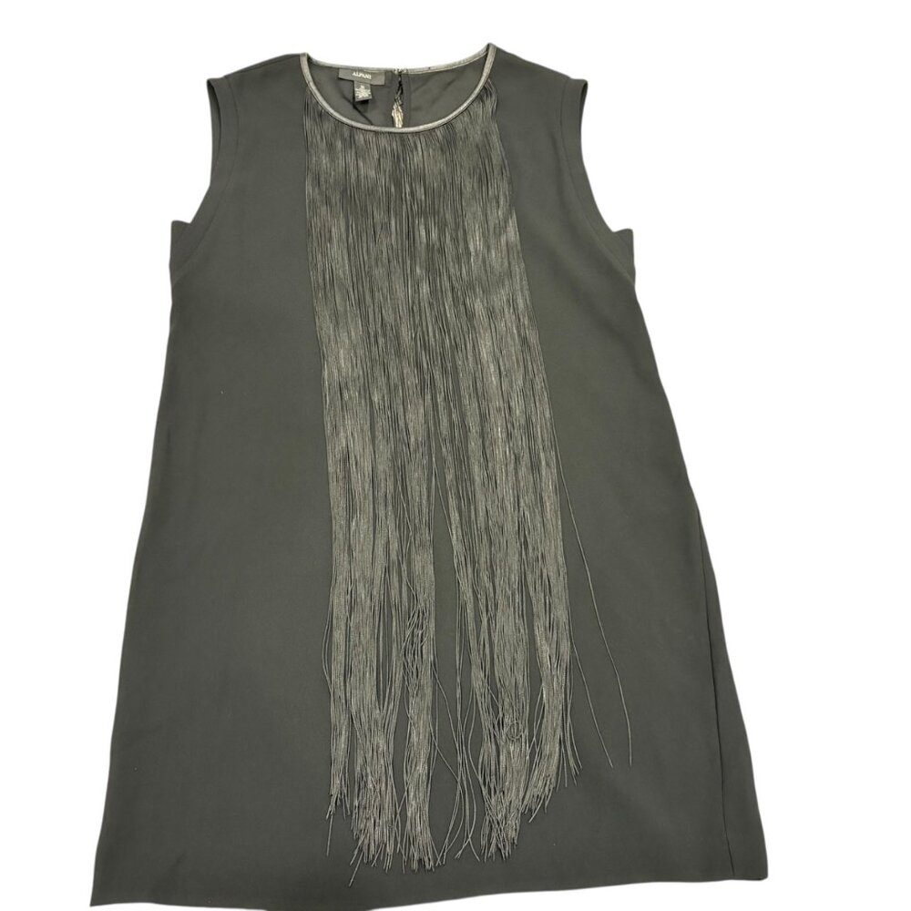 Alfani Prima Black Fringe Sleeveless Dress Size 10 Polyester Womens